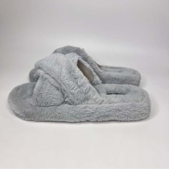 Seven7 Kiki Slate Gray Faux Fur Slides Slippers Size9 - Picture 4 of 13